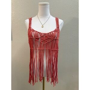 Macrame fringe top boho festival crochet tank
